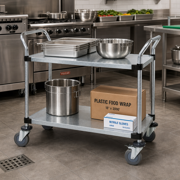 Product image #2 for Quantum 42 x 24 in. 2-Shelf Galvanized Solid Utility Cart, 1200 lb. Capacity