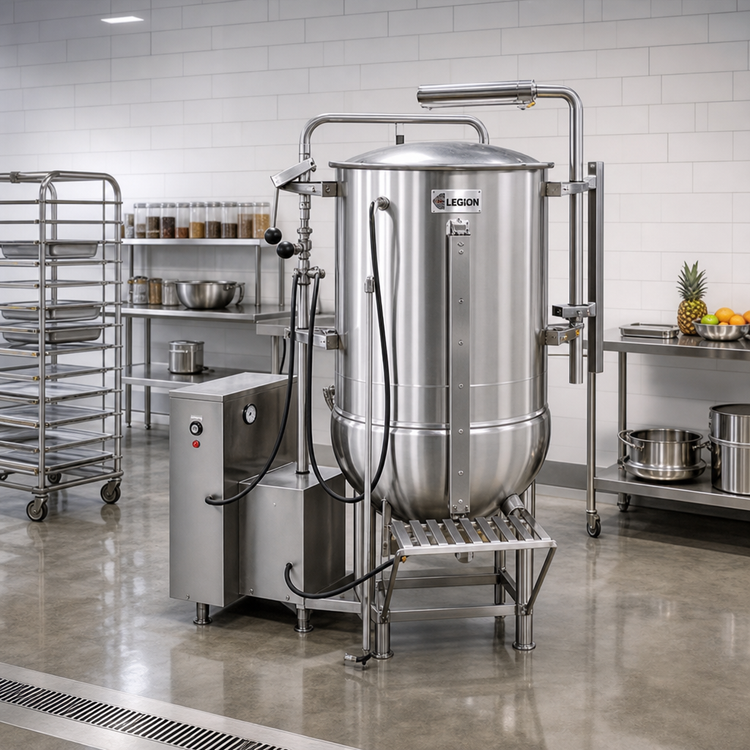 Product image #2 for Legion LTCR-150 Direct Steam Coffee Kettle, 150 Gallon, 2/3 Jacketed, Stationary Floor Mounted