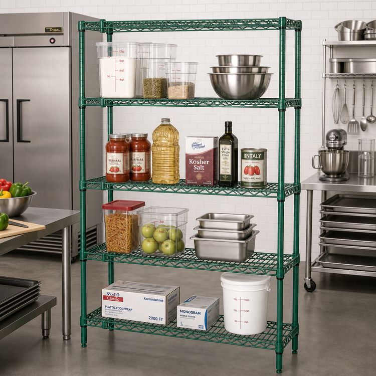 Product image #2 for Quantum 60"W x 21"D x 74"H Stationary Wire Shelving Starter Kit with 4 Shelves