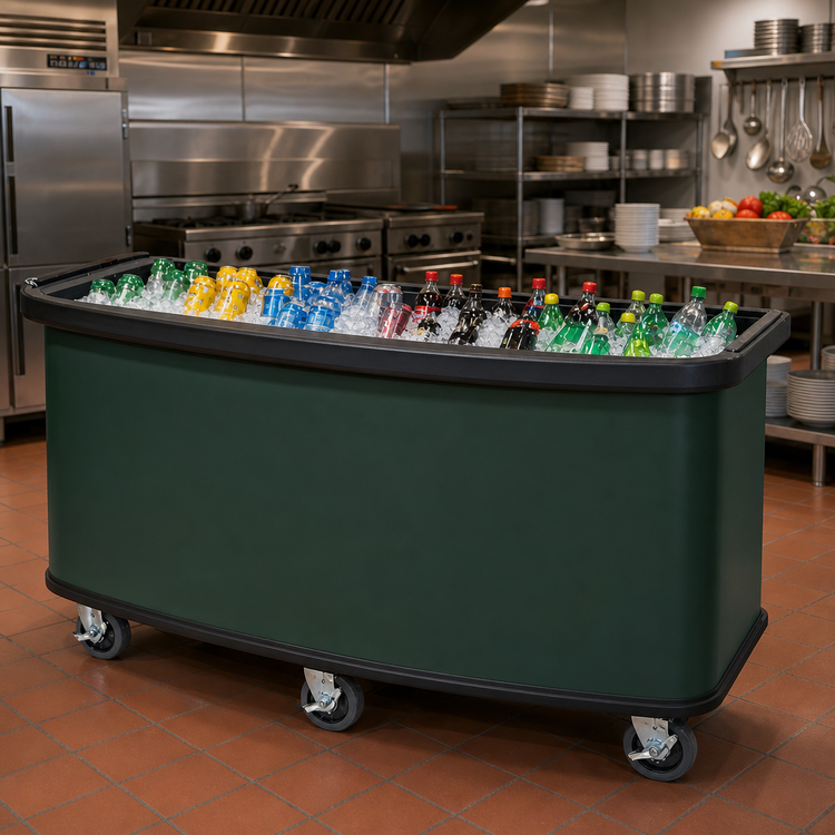 Product image #2 for Cambro 75-Inch Mobile Open Well Vending Cart Base Unit Only, Green Wrap