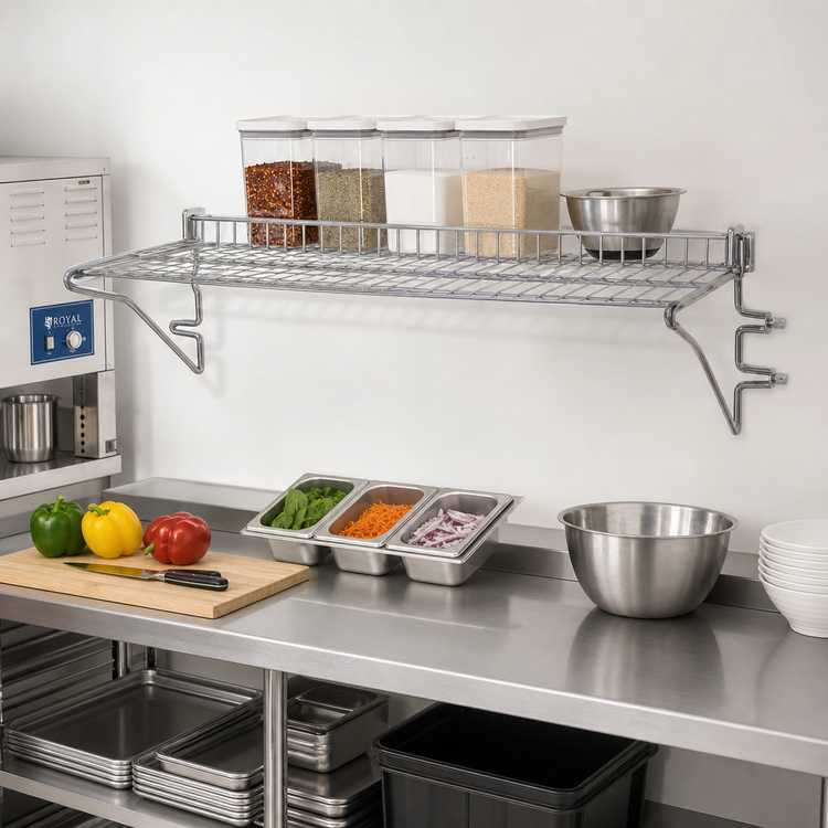 Product image #2 for Eagle Group Snap-n-Slide 60-Inch x 12-Inch Wall-Mounted Wire Shelf, Chrome Finish