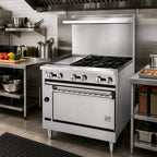 Thumbnail image #2 for Jade Range (Middleby) Bistro JBR-12G-4-36C 36-Inch Natural Gas Restaurant Range with 4 Open Burners, 12-Inch Griddle & Convection Oven