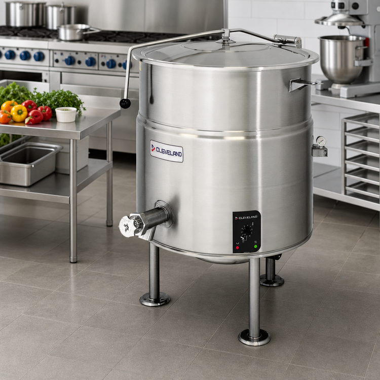 Product image #2 for Cleveland Range KEL-80 80-Gallon Electric Self-Contained Tri-Leg 2/3 Steam-Jacketed Steam Kettle