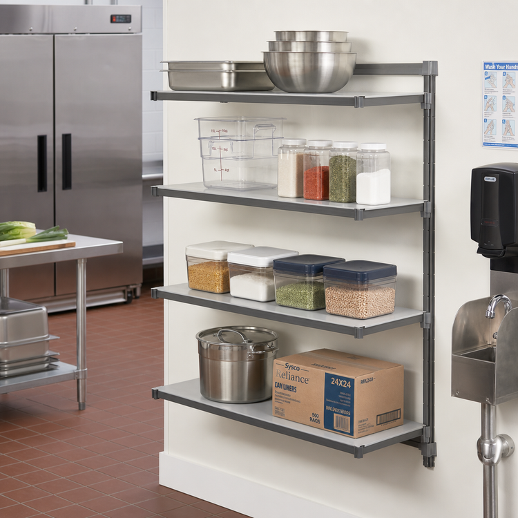 Product image #2 for Cambro Camshelving Basics Plus 4-Shelf Solid Polymer Shelving Add-On Unit, 36 x 18 x 84 Inches, Brushed Graphite