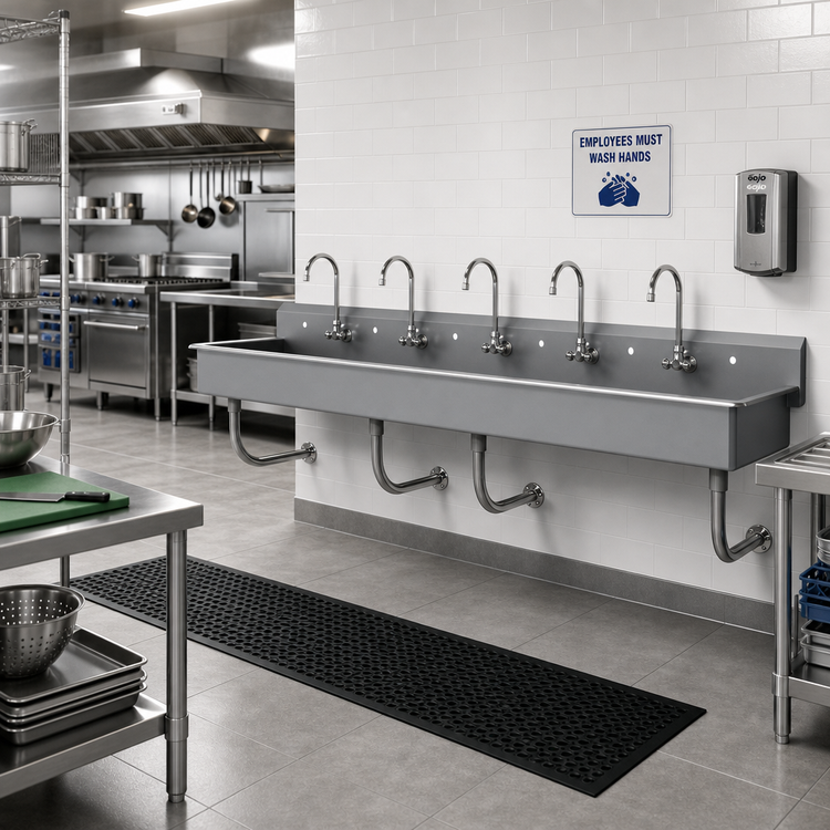 Product image #2 for Advance Tabco FC-WM-100-F 100-Inch Wall Mounted Multiwash Hand Sink with 5 K-159 Gooseneck Faucets