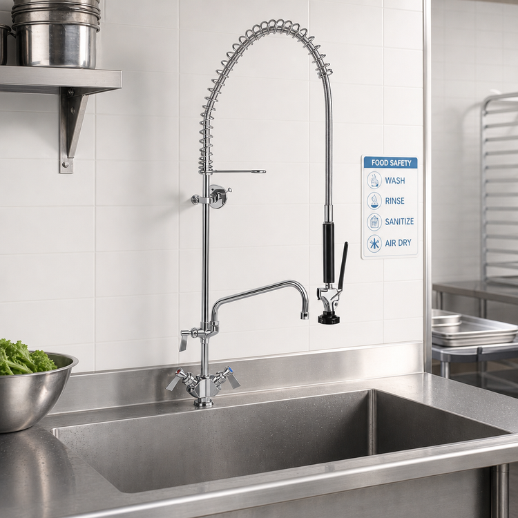 Product image #2 for Fisher Pre-Rinse Add-On Faucet with 6-Inch Swing Spout, Dual Control, Deck Mount, Stainless Steel
