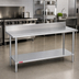Thumbnail image #2 for Duke 108 Inch Stainless Steel Underbar Work Table with 5 Inch Riser and Galvanized Undershelf