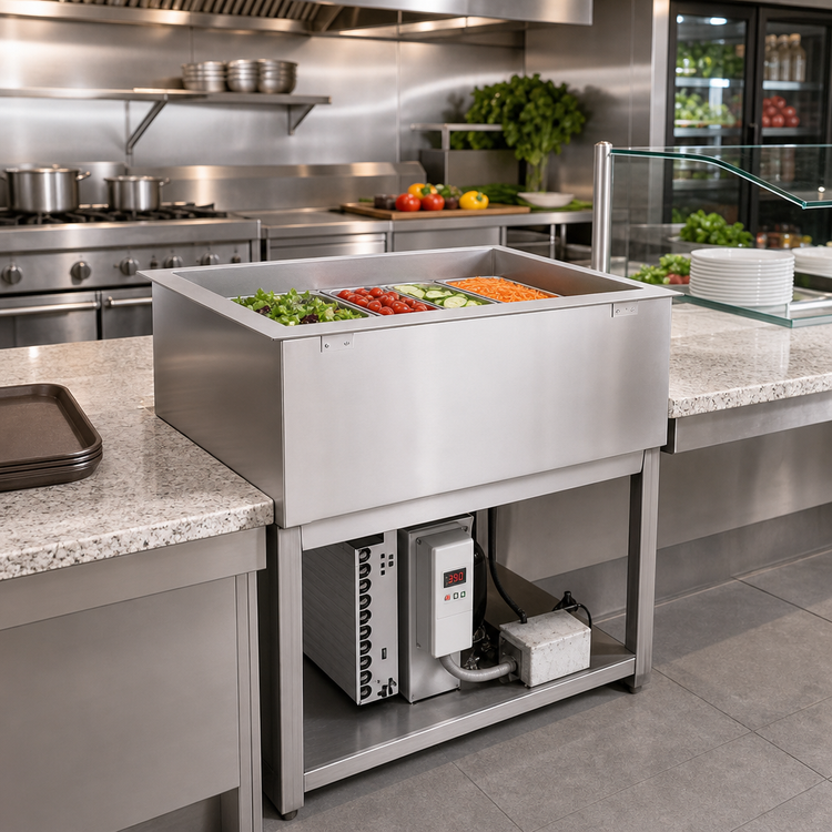 Product image #2 for Wells RCP-7500 Drop-In Self-Contained Refrigerated Cold Food Well, 5 Full-Size Pan Capacity, 115V