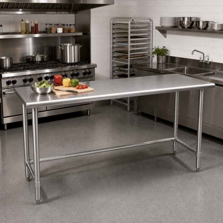Product image #2 for Omcan 60-Inch x 24-Inch Stainless Steel Flat Top Work Table with Open Base