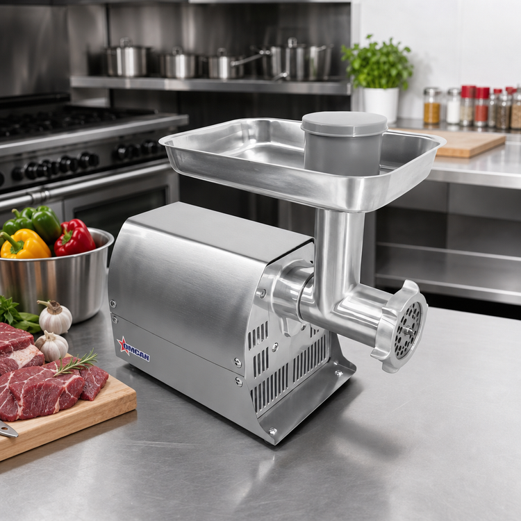 Product image #2 for Omcan #8 Countertop Electric Stainless Steel Meat Grinder, 0.4 HP, 120V