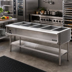 Thumbnail image #2 for Eagle Group AWT5-NG 79-Inch Natural Gas 5-Pan Water Bath Hot Food Table with Open Base