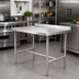Thumbnail image #2 for 48 Inch x 24 Inch Stainless Steel Work Table with 2 Inch Rear Up-Turn and Open H-Base