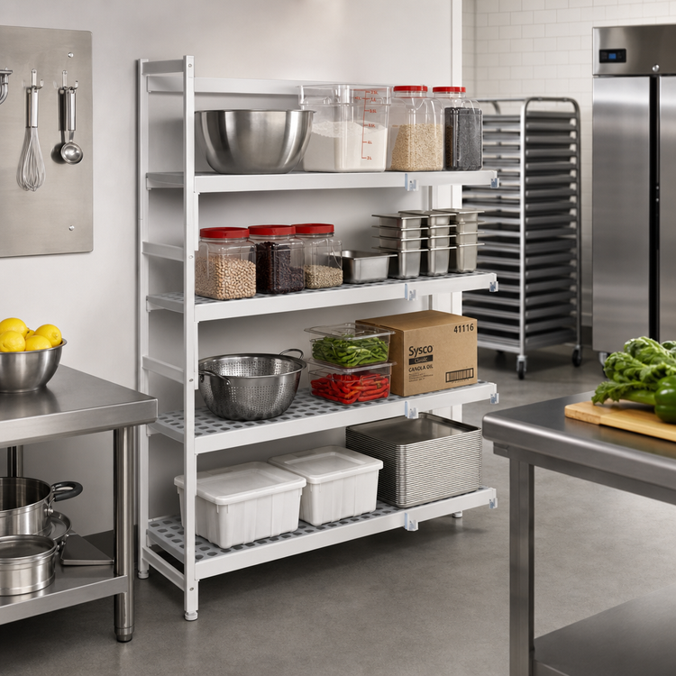 Product image #2 for Fermostock 4-Tier Corner Expansion Polymer Shelving Unit Kit, 35" W x 18" D x 66" H