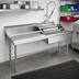 Thumbnail image #2 for Eagle Group Straight Soiled Dishtable with 20 x 20 x 5 Inch Pre-Rinse Sink, 96 x 30 Inch, Left-to-Right