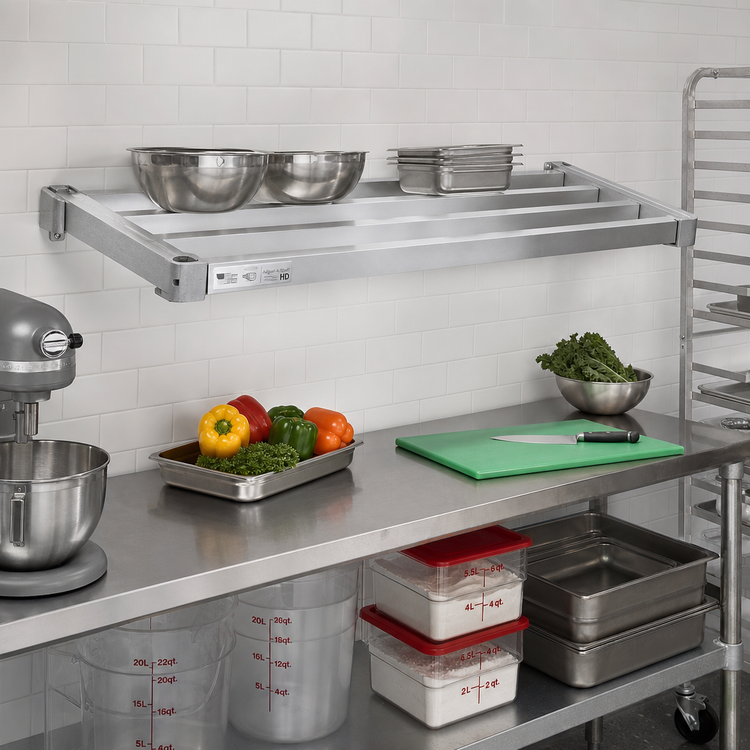 Product image #3 for New Age Adjust-A-Shelf H.D. Series 72" x 18" Wall-Mounted Aluminum Shelf, 2,000 lb Capacity