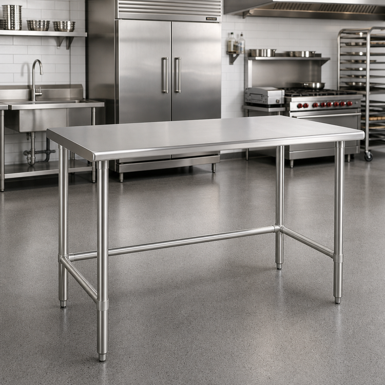 Product image #2 for Eagle Deluxe Series Stainless Steel Work Table with Flat Top and Tubular Base, 84 Inch x 36 Inch