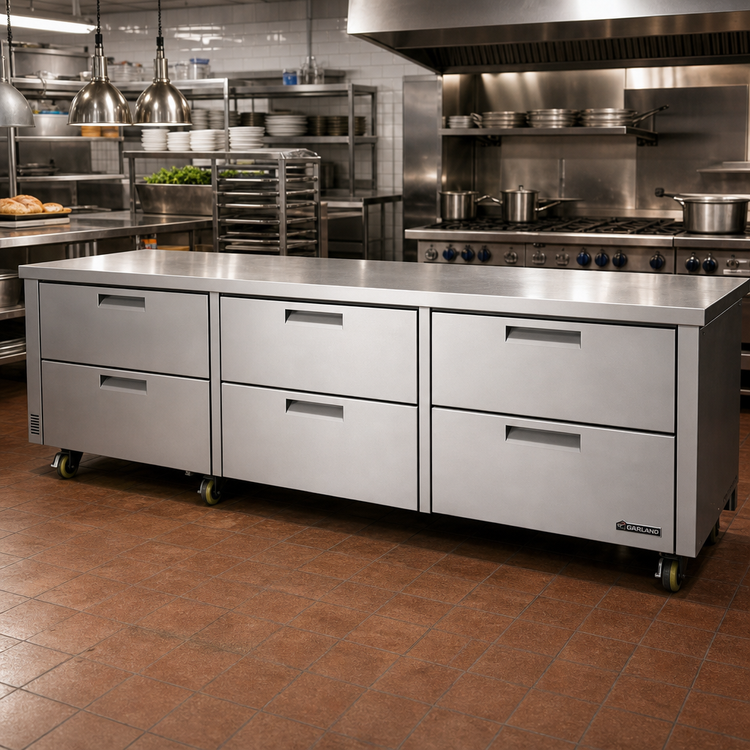 Product image #2 for Garland Polar Cuisine 102-Inch Three-Section Remote Refrigerated Drawer Base