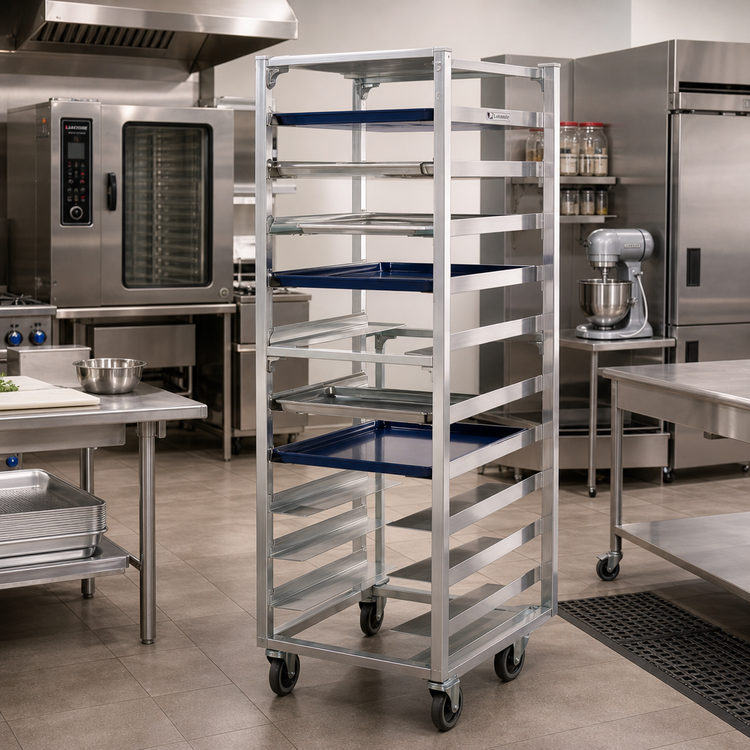 Product image #2 for Universal Wide-Angle Roll-In Refrigerator/Proofer Rack for 18 x 26 Pans, 11-Pan Capacity