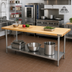 Thumbnail image #2 for Advance Tabco H2S-367 7-Foot Maple Top Work Table with Stainless Steel Base and Adjustable Undershelf