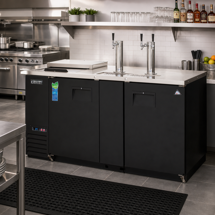 Product image #2 for Everest Refrigeration Two-Section Club Top Direct Draw Keg Refrigerator with 2 Draft Towers, 24 Cu. Ft., 3 Half-Barrel Kegs, 68-Inch Wide