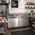 Thumbnail image #2 for Omcan USA 60-Inch Two-Section Stainless Steel Refrigerated Prep Table, Rear-Mount Self-Contained, 12 x 1/3 Pan Capacity