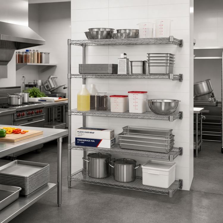 Product image #2 for Eagle Group Valu-Master 5-Tier Add-On Wire Shelving Unit, 48"W x 24"D x 86"H