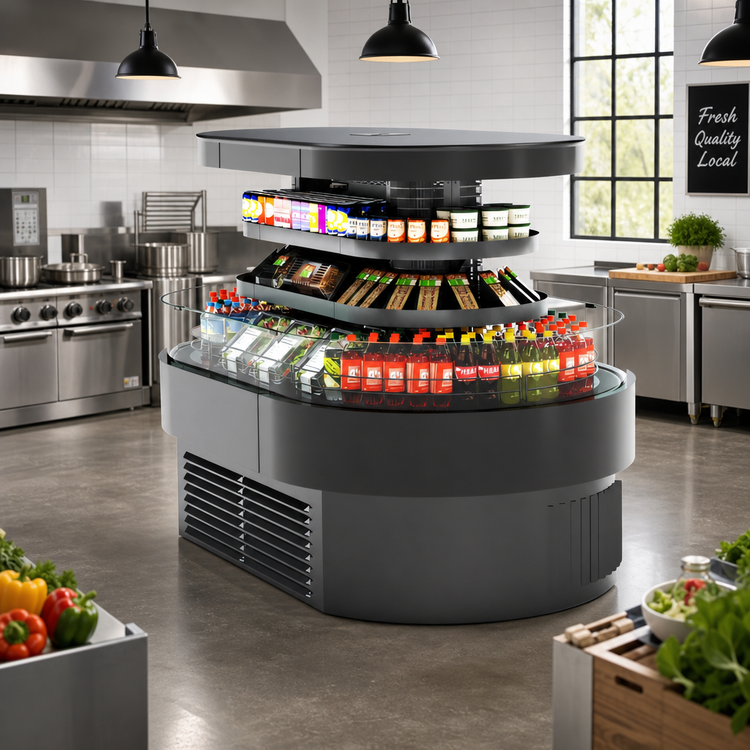 Product image #3 for Oasis Open Air Screen Refrigerated Self-Service Island Display Case, 99-3/4 Inch Wide, Self-Contained, R290