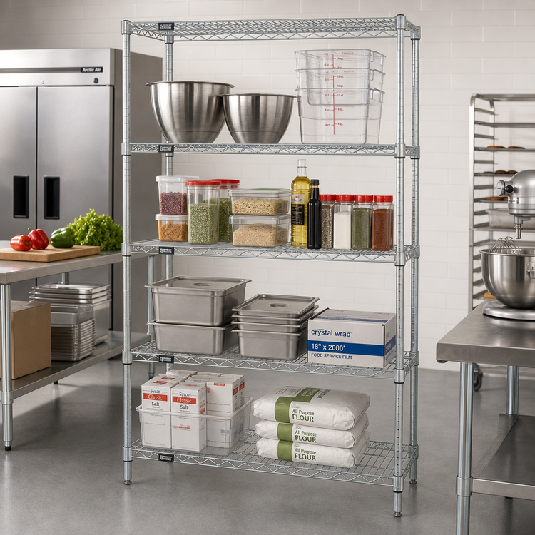 Product image #2 for Quantum Chrome-Plated Wire Shelving Starter Kit, 60 Inches W x 18 Inches D x 74 Inches H