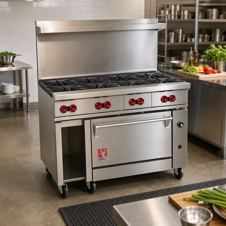 Product image #2 for Wolf Challenger XL 48-Inch Gas Restaurant Range with 8 Open Burners and Convection Oven