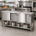 Thumbnail image #2 for John Boos Stainless Steel Enclosed Work Table with Sliding Doors and Undershelf, 120 x 24 Inch, 16-Gauge Flat Top