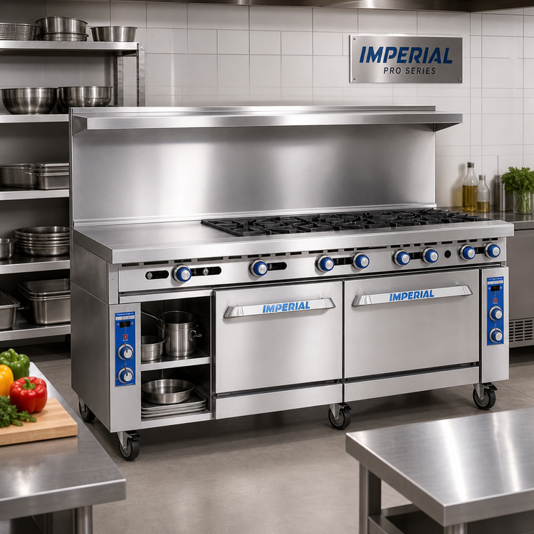 Product image #2 for Imperial Pro Series 72-Inch Commercial Gas Range with 12 Open Burners, Standard Oven, and Open Cabinet Base