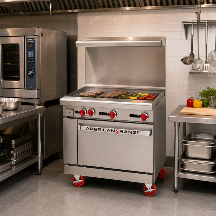 Product image #2 for American Range 36-Inch Gas Charbroiler Range with 26-1/2-Inch Convection Oven Base