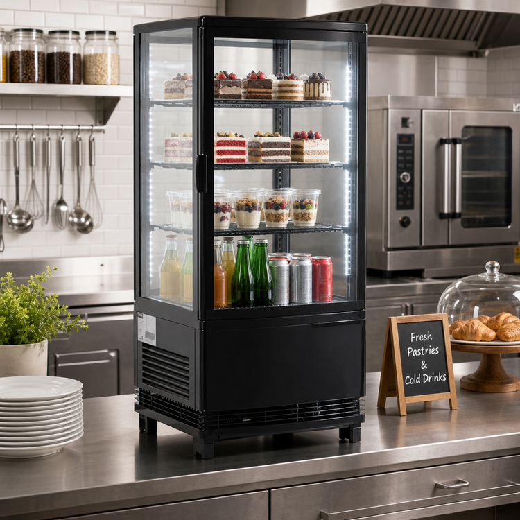 Product image #3 for Titan Series Countertop Refrigerated Display Case with 1 Hinged Glass Door and 3 Shelves