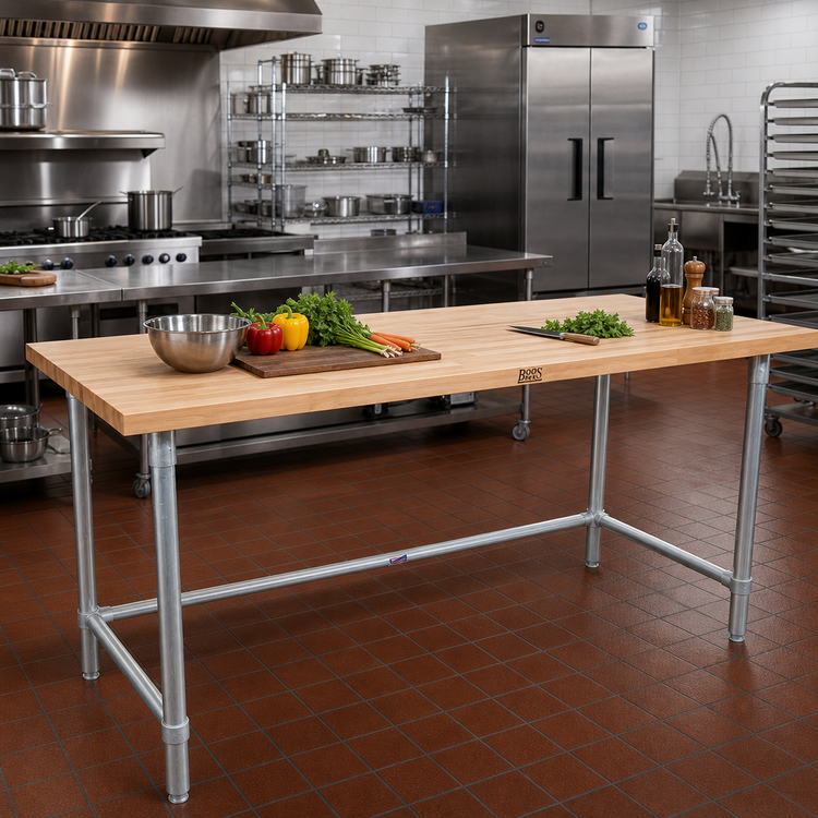 Product image #2 for John Boos HNB12 120-Inch x 30-Inch Wood Top Work Table with Galvanized Base