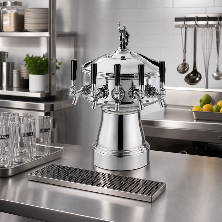 Product image #2 for Perlick Gambrinus 5-Faucet Glycol-Cooled Countertop Draft Beer Tower, Polished Chrome