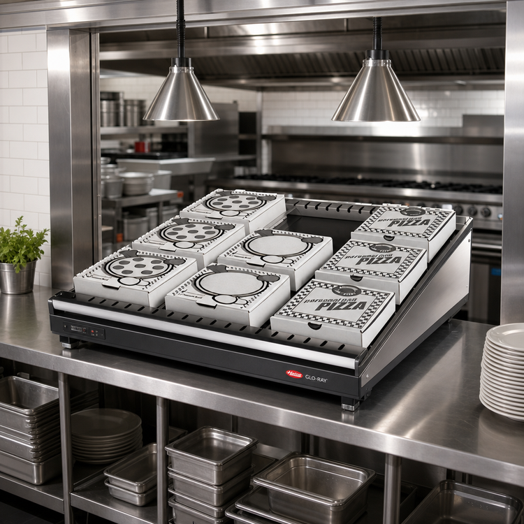 Product image #2 for Hatco Glo-Ray® Countertop Pass-Thru Pizza Warmer with Single Slant Shelf, 48" x 24" Deep