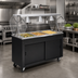 Thumbnail image #2 for 2-Series Affordable Portable 3-Pan Non-Refrigerated Cold Food Station with Acrylic Buffet Breath Guard and Sliding Door Storage Base, 46 Inch, Black