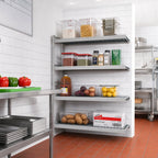 Thumbnail image #2 for Fermod Fermostock 4R26A66-E 4-Tier Perforated Polymer Shelving Add-On Unit, 66"H x 26"W x 14"D, Gray