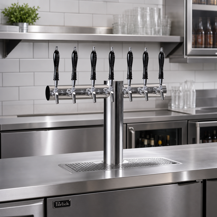 Product image #2 for Perlick Avenue 6-Faucet Countertop Glycol-Cooled T-Pipe Draft Beer Tower