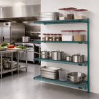 Thumbnail image #2 for Eagle Group EagleGard A4-63-2472E 4-Tier Add-On Wire Shelving Unit, 72 x 24 x 63 Inches, Blue-Green Hybrid Epoxy