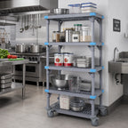 Thumbnail image #2 for Quantum Millenia QPM184262VS-5 Mobile Polymer Starter Shelving Unit, 5 Shelves, 42 x 18 x 62 Inches, Gray