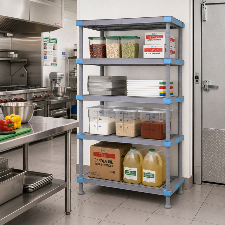 Product image #2 for Quantum Millenia 24"W x 21"D x 74"H Gray Polymer 4-Shelf Stationary Starter Shelving Unit