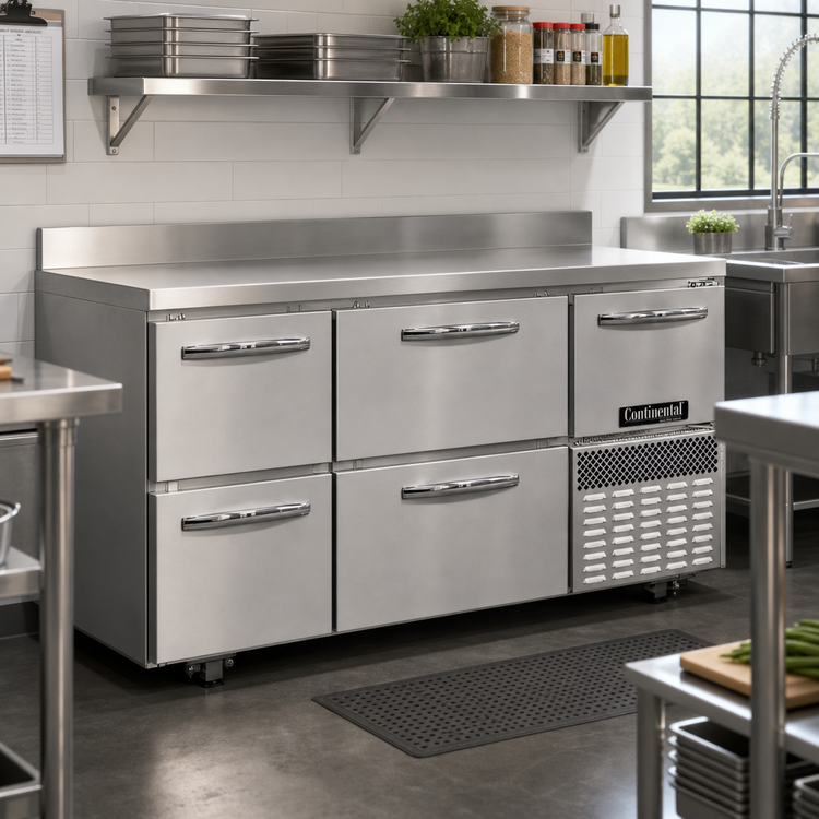 Product image #2 for Continental Refrigerator FA60SN-U-D 60" Undercounter Shallow Depth Freezer Base with Drawers
