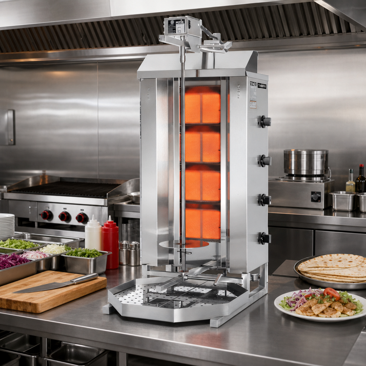Product image #2 for Trento Potis Natural Gas Doner Kebab Vertical Broiler, 4 Burners, 154.3 lb Capacity
