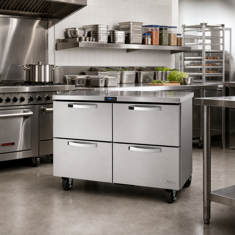 Product image #2 for True SPEC SERIES 48-Inch 4-Drawer Undercounter Freezer, -10°F, Stainless Steel, Self-Contained Rear-Mounted