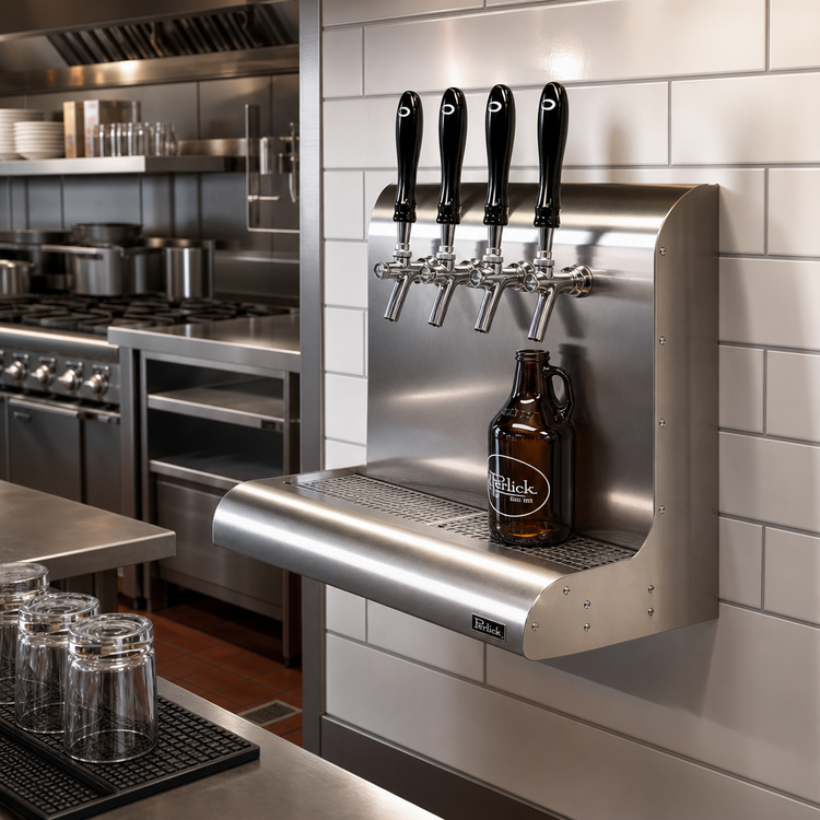 Product image #2 for Perlick 4076BK4 Modular 4-Faucet Wall-Mount Glycol-Cooled Draft Beer Dispensing Tower