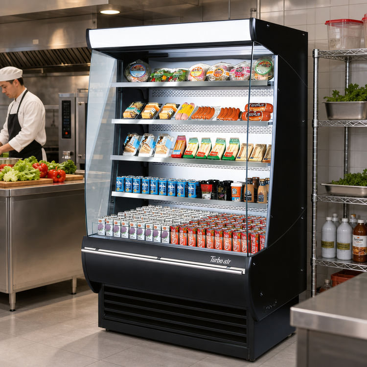 Product image #2 for Turbo Air Extra Deep Vertical Open Display Merchandiser, 48 Inches Wide, 23.2 Cu. Ft., Black