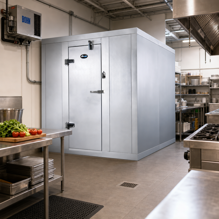 Product image #2 for Outdoor Quick Ship Walk-In Cooler with Floor and Bohn R-448A Remote Refrigeration, 5'-10 5/8" W x 9'-9 1/4" L x 7'-7" H