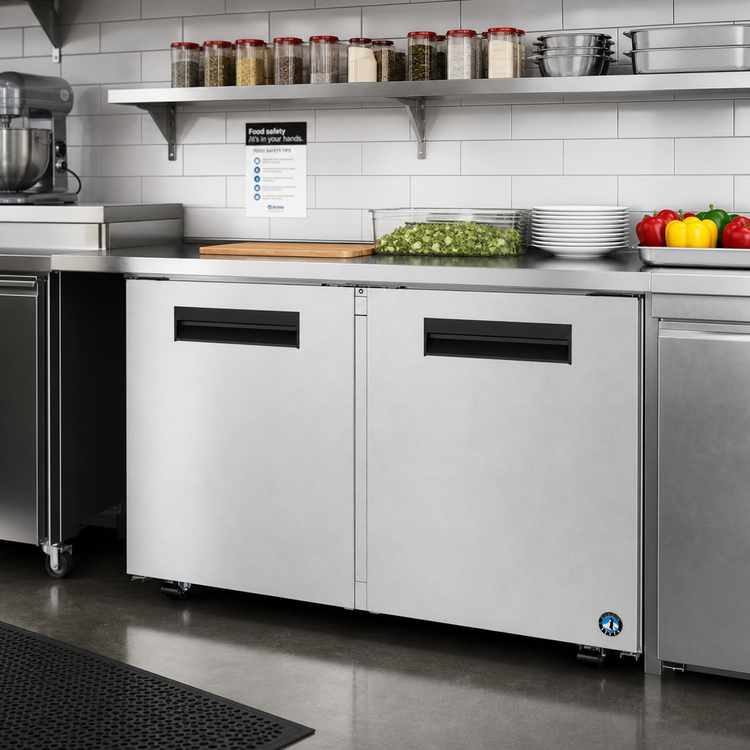 Product image #2 for Hoshizaki Steelheart 48-Inch Two-Section Undercounter Reach-In Freezer, Stainless Steel, Solid Hinged Doors, 12.0 Cu. Ft.