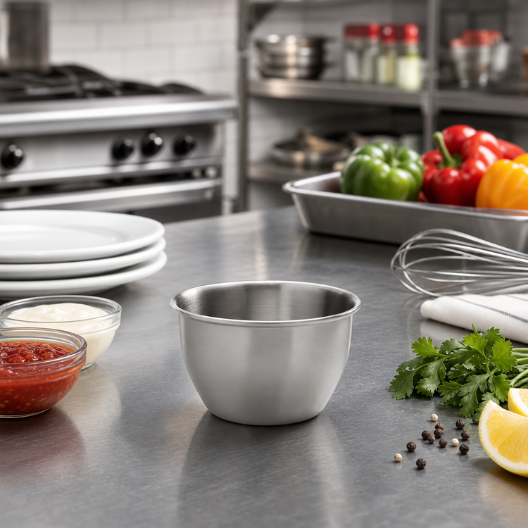 Product image #2 for American Metalcraft 8 oz Round Stainless Steel Sauce Cup, Satin Finish